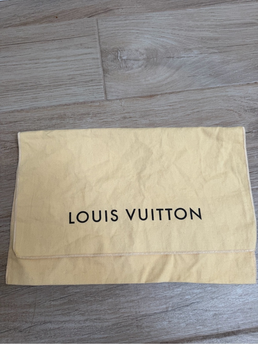 Louis Vuitton Pale Yellow Canvas Dust Bag with Black Logo